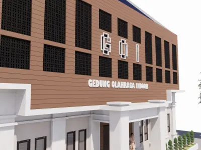 indoor badminton court Low-poly 3D model