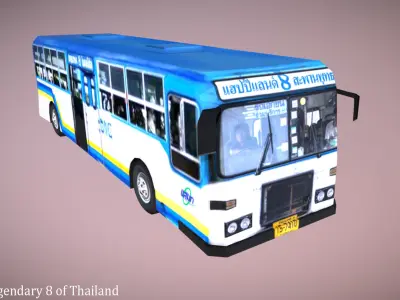 Bus Legendary 8 of Thailand Low-poly 3D model