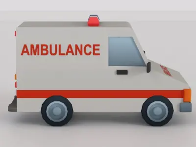 Cartoon Low Poly Car 06 - Ambulance Low-poly 3D model