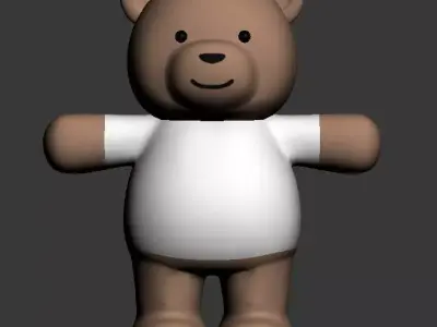cartoon Low-poly 3D model teddy bear wearing shirt Low-poly 3D model