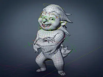 Honey badger cartoon character for Blender Low-poly 3D model