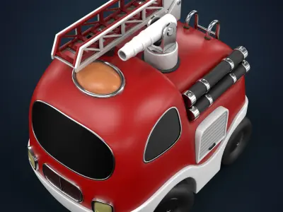 Cartoon Fire Truck Low-poly 3D model