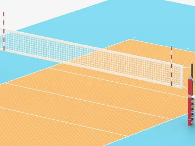Cartoon Volleyball Court 3D model