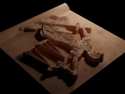 Scales of Justice Sandcasting Bas High Relief CNC 3D print model