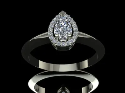 Drop Shaped Diamond Luxury Ring  3D print model