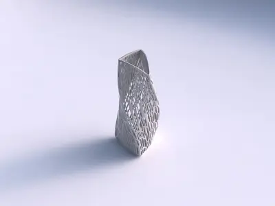 Vase twist curved tipping triangle with fine organic lattice 3D print model