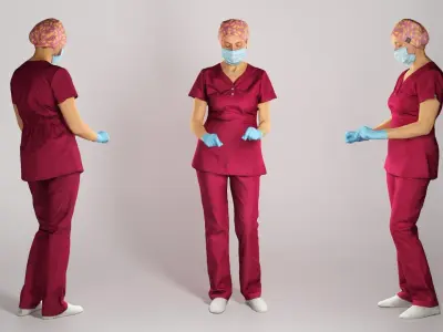 Surgical female doctor working 210 Low-poly 3D model