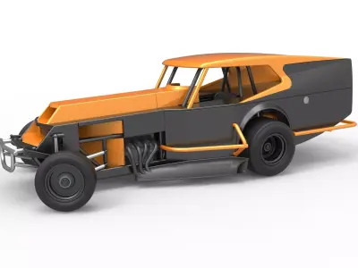 Vintage Dirt Modified stock car V5 while turning Scale 1 to 25 3D print model