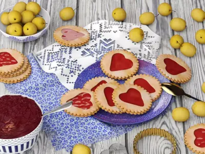 Cookies and Yellow Plums 3D model
