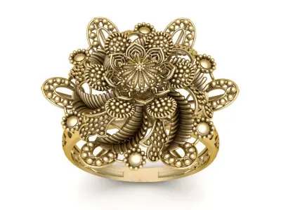 Luxury Flower Ring 3d Printable Model  3D print model