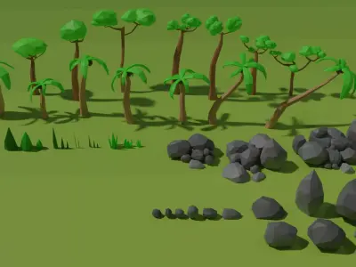 Lowpoly tropical island pack collection Free low-poly 3D model