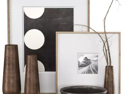 Rh Grand Hammered Metal Floor Vases with Frames Low-poly 3D model