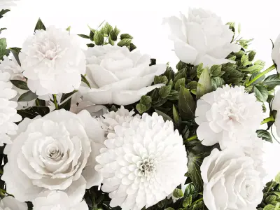 Bouquet Of White Flowers Chrysanthemum Rose Peony 606 3D model