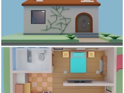 Collection houses house on hill 3D model