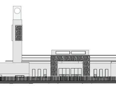 Revit mosque  modern design  Low-poly 3D model