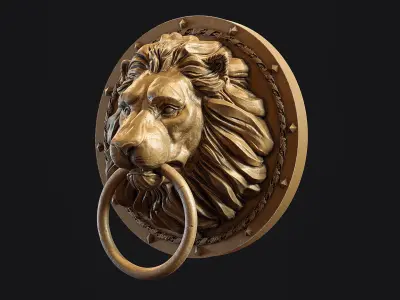 Lion Head Door Knocker 3d print model 3D print model