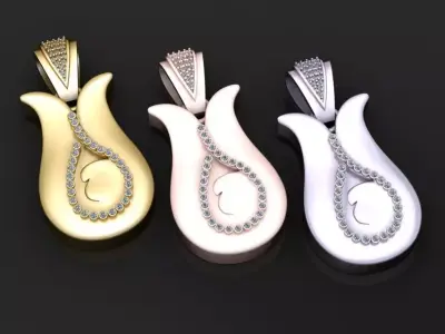 Elegant Teardrop Gold Pendant 3D print model