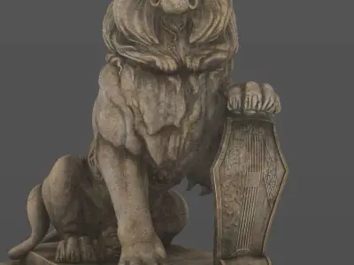 Lion Statue Low-poly 3D model
