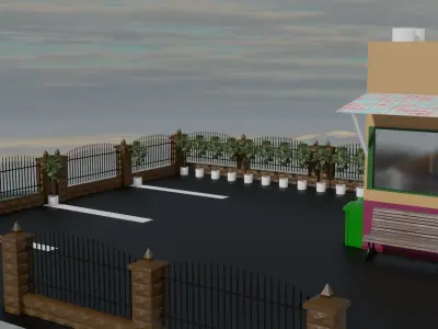 Store With Parking Free Market Free 3D model