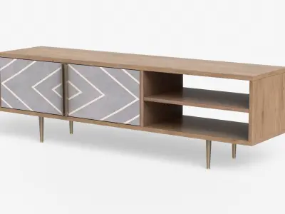 Toshi TV Stand in acacia wood Low-poly 3D model