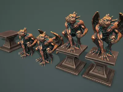 Statue gargoyle Low-poly 3D model