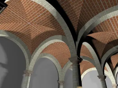 Vaulting 1-4   Romanic   750cm spaced   with thin arches Low-poly 3D model