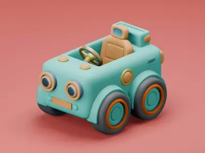 KIYUT SERIES - Retro City Car - Stylized 3D Model Vehicle Low-poly 3D model