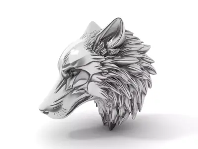 Silver Wolf Head model pack Low-poly 3D model purchase
