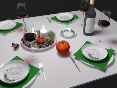 Christmas tableware set 3D model