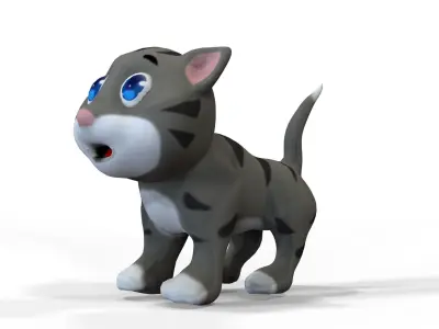 Cat Cartoon Low-poly 3D model get