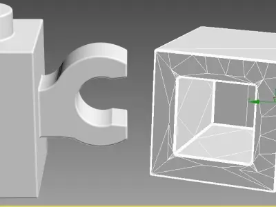 LEGO Brick 1x1 with Clip Horizontal thick C-Clip 3D Printable  Low-poly 3D model