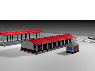 Railway Station Items Low-poly 3D model