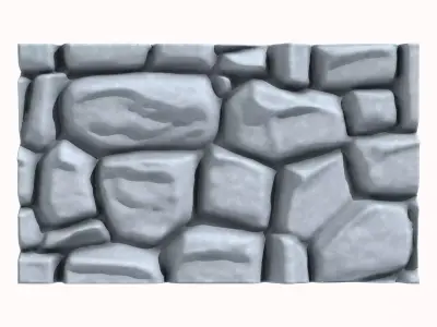 Weathered Granite Cobble Wall 3D model