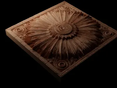Sunburst Radiance Sandcasting Bas High Relief CNC 3D print model