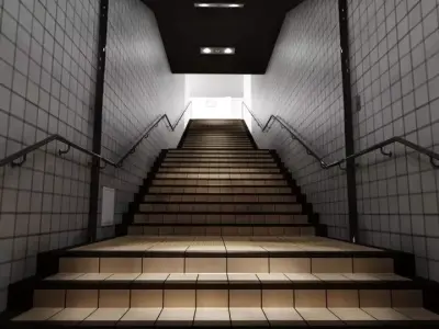Stairway Model stairs leading up to subway station Low-poly 3D model