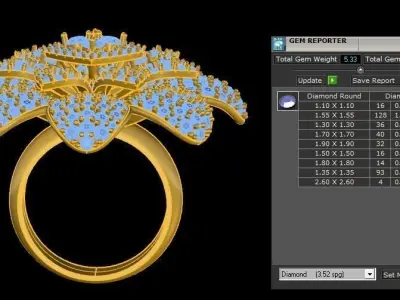 new flower ring design concept with diamond or gem R52 3D model