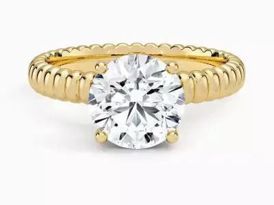 Textured solitaire ring  01 3D print model