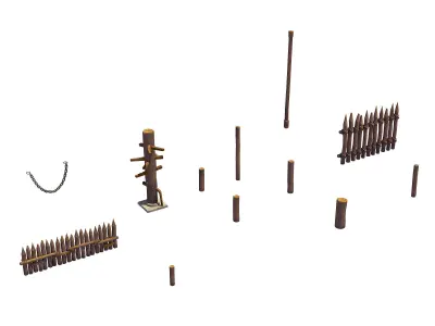 Game Wood Pile - Wooden Pile - Fence 3D model