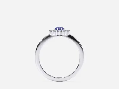 ZDR0195 oval tanzanite and diamond ring 3D print model