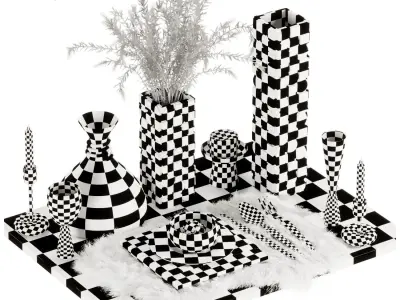 Luxury Fur Place Mat Dinner Tableset-10 3D model