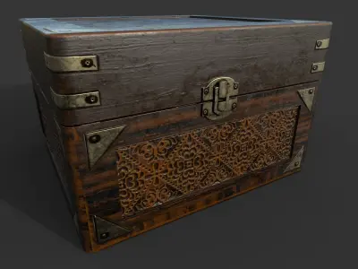Old Wooden Box Low-poly 3D model