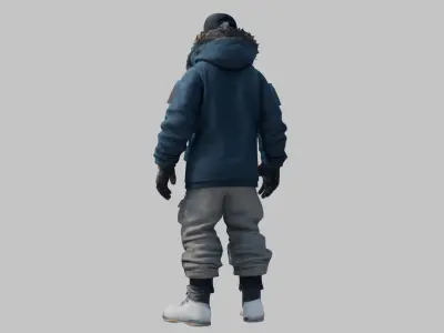 3D Model of Person in Winter Clothing Low-poly 3D model