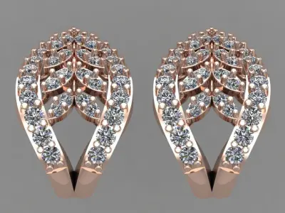 Rose Gold Diamond Women Earring 3D print Model 3D print model get