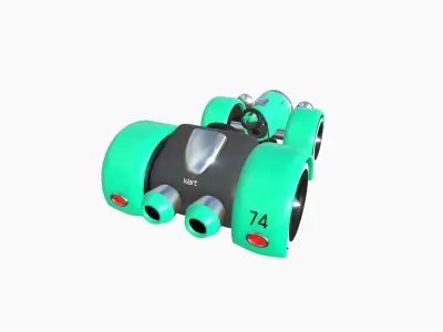 Cartoon Kart E08 Aqua - Vehicle Racing Design Low-poly 3D model