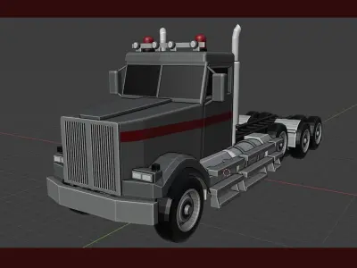 American transportation truck Low-poly 3D model