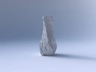 Vase twisted larger opening quadratic with crystal dents 3D print model