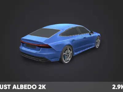 Mobil Game-Ready Sedan Car 1 Low-Poly Low-poly 3D model