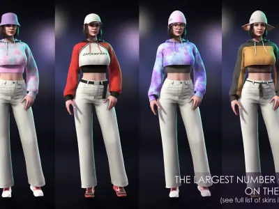 Casual Wear Girls Pack 1-Streetwear Realistic Stylized Character Low-poly 3D model