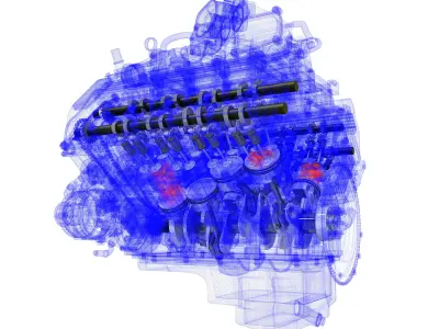 Engine Animation with Gasoline Ignition 3D model