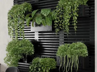 Reception Desk and Wall plant - office furniture 10 Low-poly 3D model